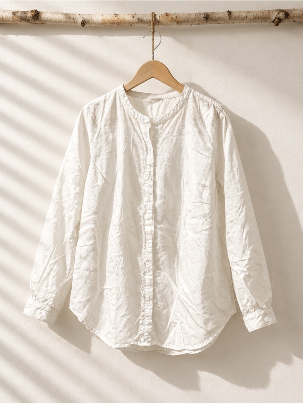 Old Navy white Button with ruffled Blend Long-Sleeve